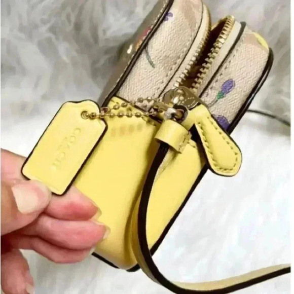 Coach Mini Camera Bag in Signature Canvas w/ Dreamy Veggie Print and Yellow Trim - Picture 8 of 8